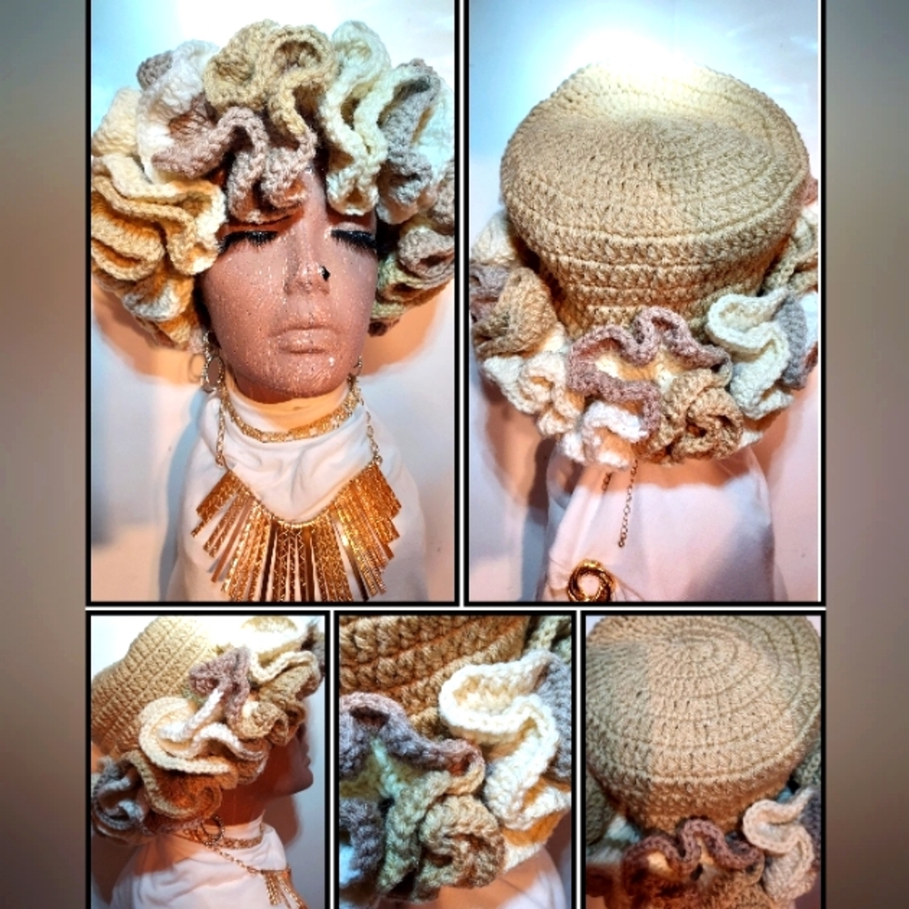 #L❤️VE:HANDMADE. Crochet Ruffle HAT - Picture 4 of 8